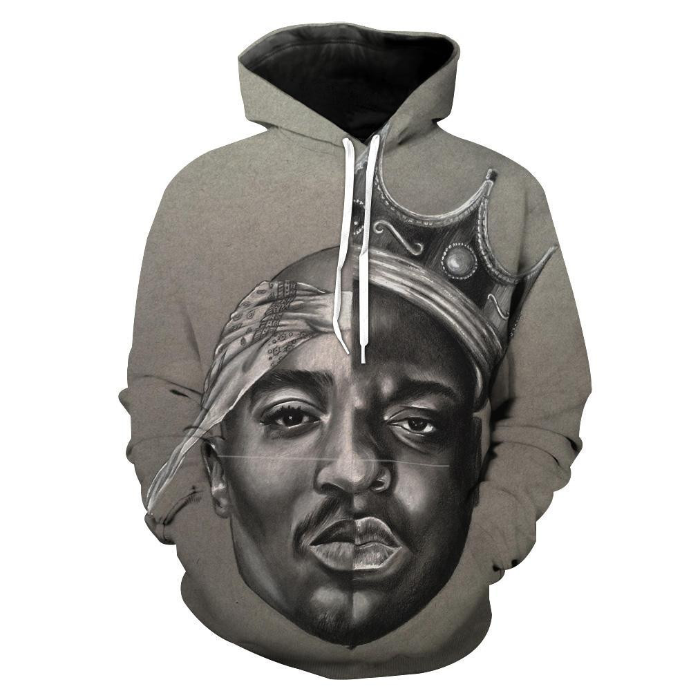 2pac And Notorious Big Biggie Smalls Tupac Grey 3D All Over Printed Sweatshirt, Hoodie, Zip Hoodie | Fan Apparel For Men, Women