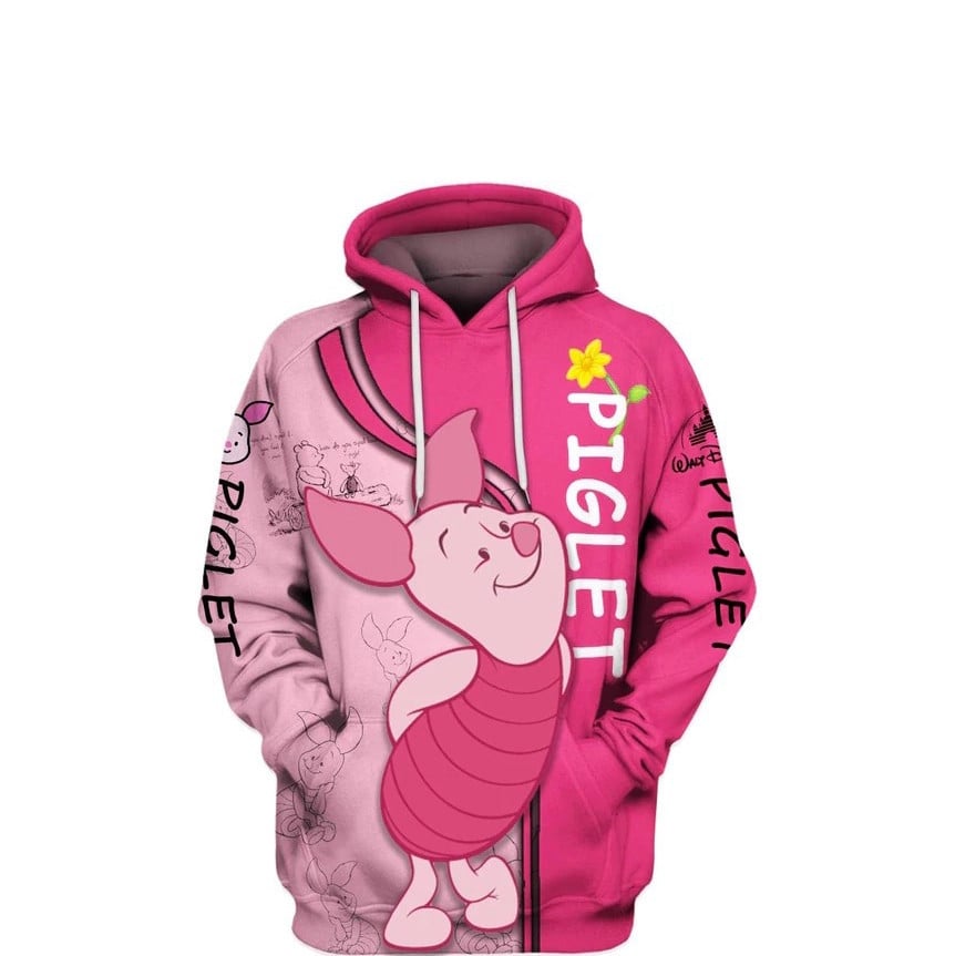 Adorable Piglet Winnie The Pooh 3D All Over Printed Sweatshirt, Hoodie, Zip Hoodie | Fan Apparel For Men, Women