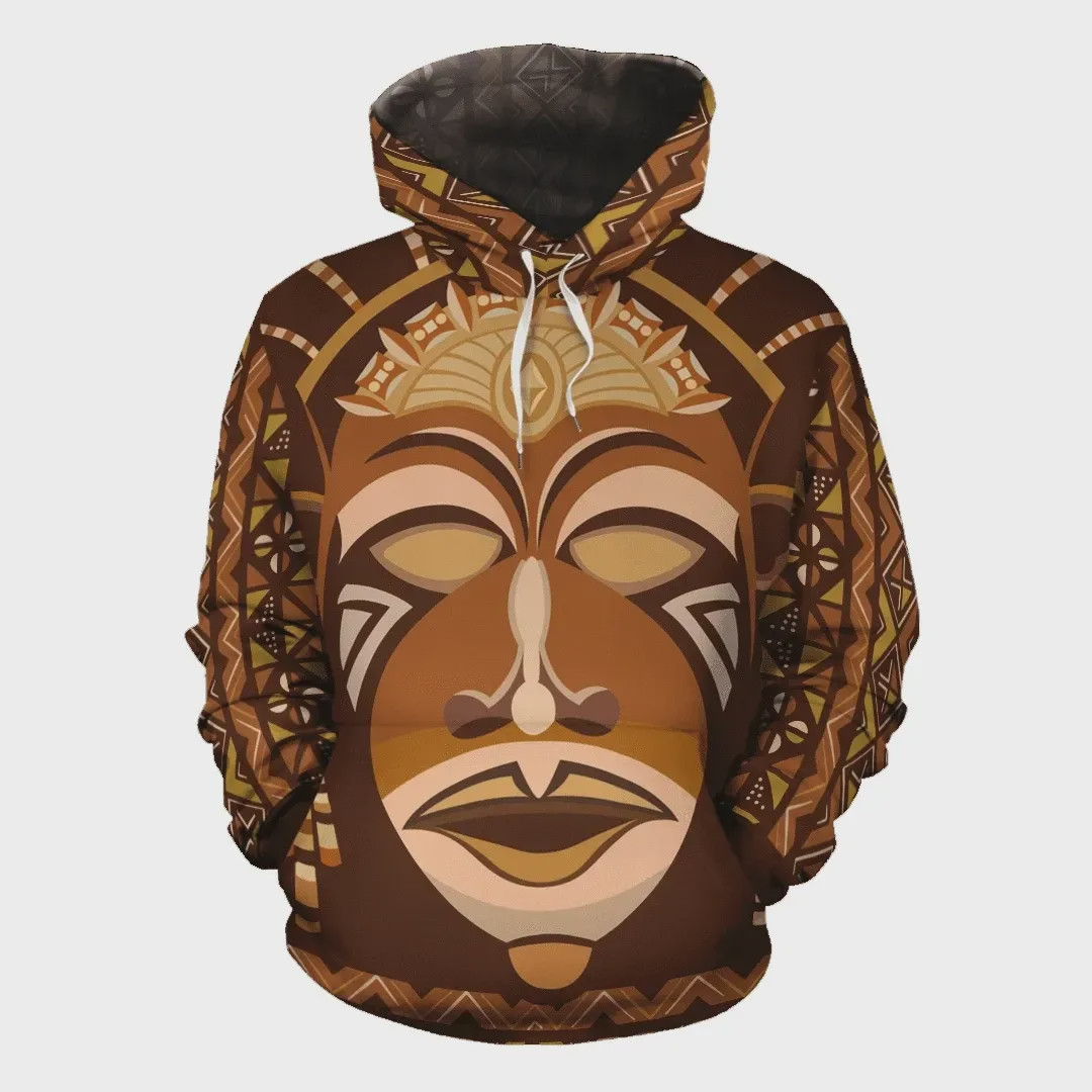 Africa Zone - African Face Mudcloth 3D All Over Printed Sweatshirt, Hoodie, Zip Hoodie | Fan Apparel For Men, Women