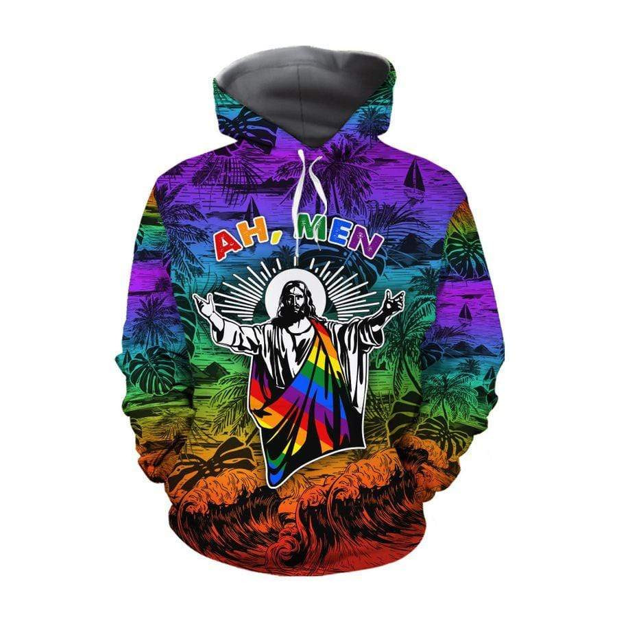 Ah Men Funny Jesus Lgbt Pride 3D All Over Printed Sweatshirt, Hoodie, Zip Hoodie | Fan Apparel For Men, Women