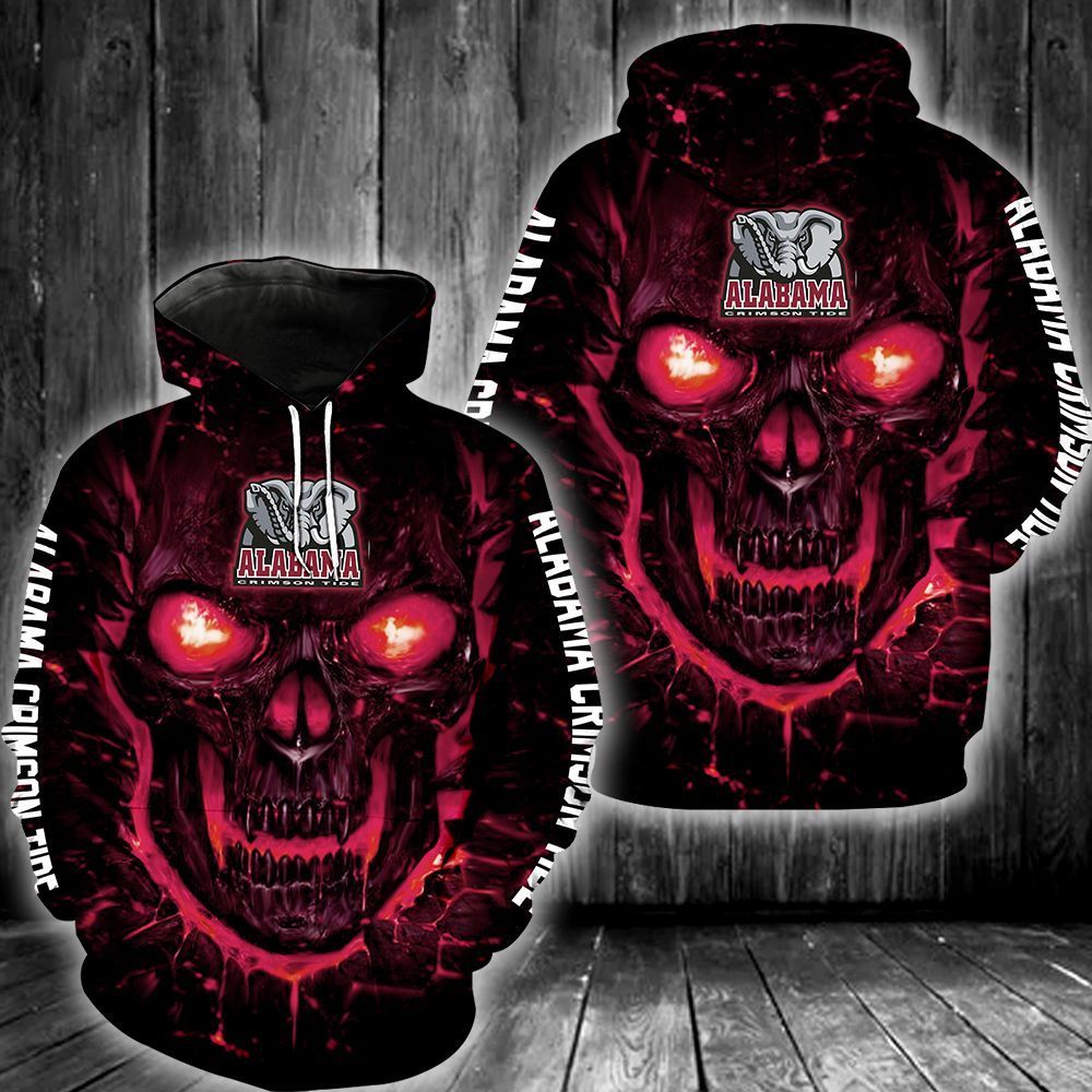 Alabama Crimson Tide Skull 3D All Over Printed Sweatshirt, Hoodie, Zip Hoodie | Ncaa Special Edition Fan Gear For Men, Women