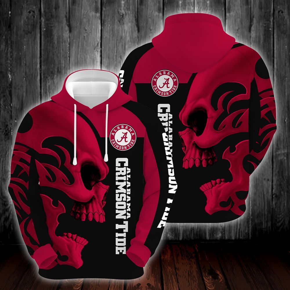 Alabama Crimson Tide Skull 3D All Over Printed Sweatshirt, Hoodie, Zip Hoodie | Ncaa Special Edition Fan Gear For Men, Women