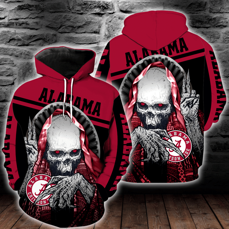 Alabama Crimson Tide Skull 3D All Over Printed Sweatshirt, Hoodie, Zip Hoodie | Ncaa Special Edition Fan Gear For Men, Women