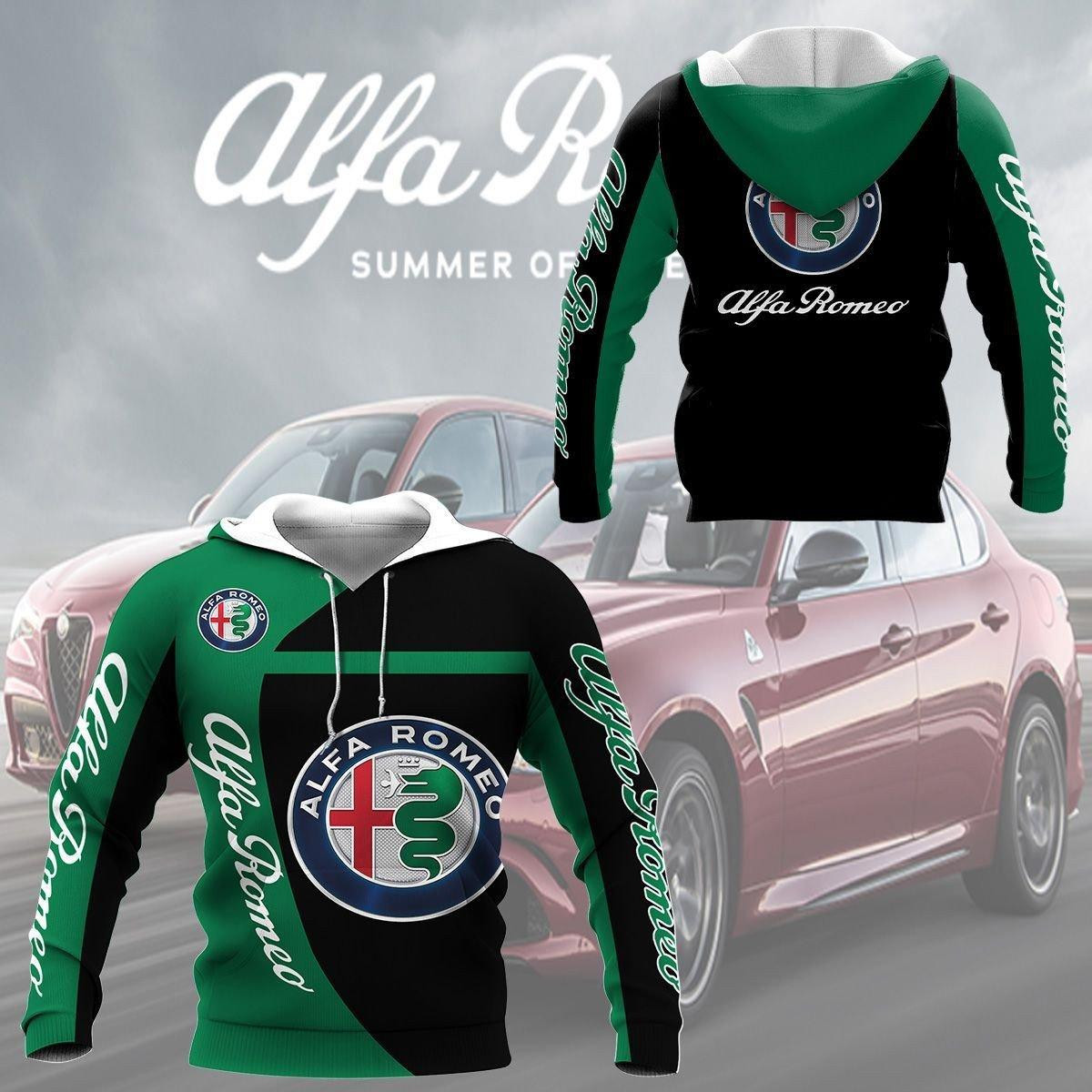 Alfa Romeo Black And Green 3D All Over Printed Sweatshirt, Hoodie, Zip Hoodie | Fan Apparel For Men, Women