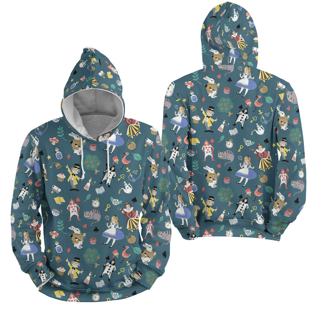 Alice In Wonderland Collage 3D All Over Printed Sweatshirt, Hoodie, Zip Hoodie | Fan Apparel For Men, Women