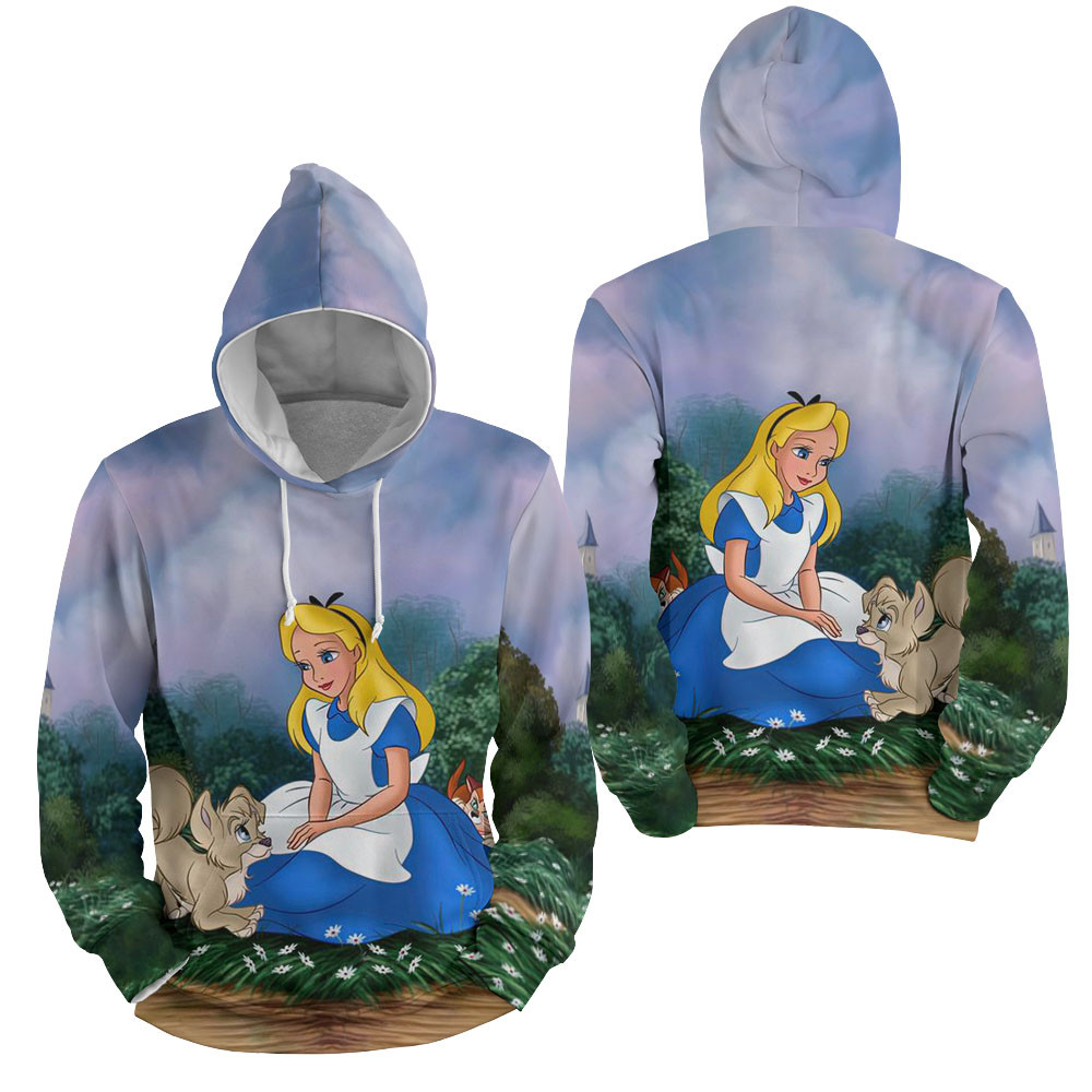 Alice In Wonderland With Pets 3D All Over Printed Sweatshirt, Hoodie, Zip Hoodie | Fan Apparel For Men, Women