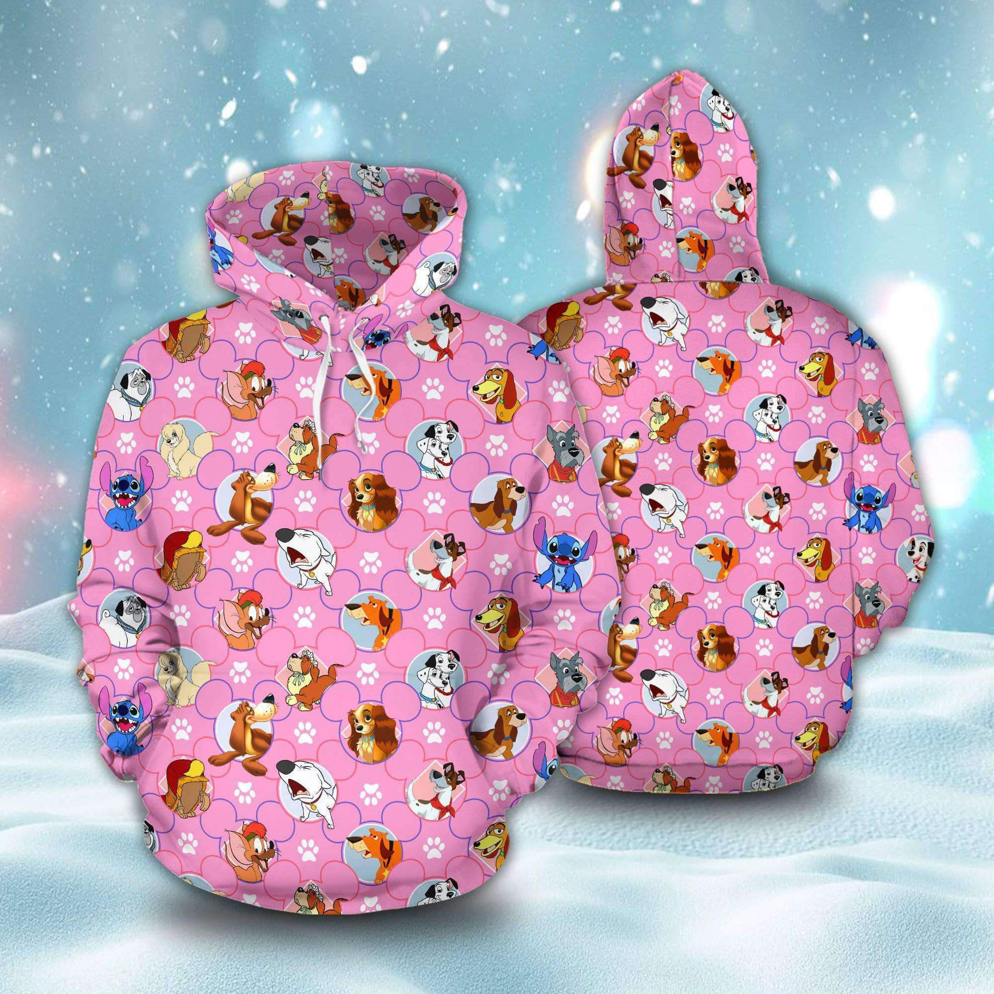 All Disney Dogs 3D All Over Printed Sweatshirt, Hoodie, Zip Hoodie | Fan Apparel For Men, Women