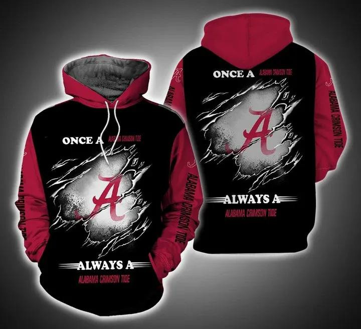 Always A Alabama Crimson Tide Fan 3D All Over Printed Sweatshirt, Hoodie, Zip Hoodie | Ncaa Fan Gear For Men, Women