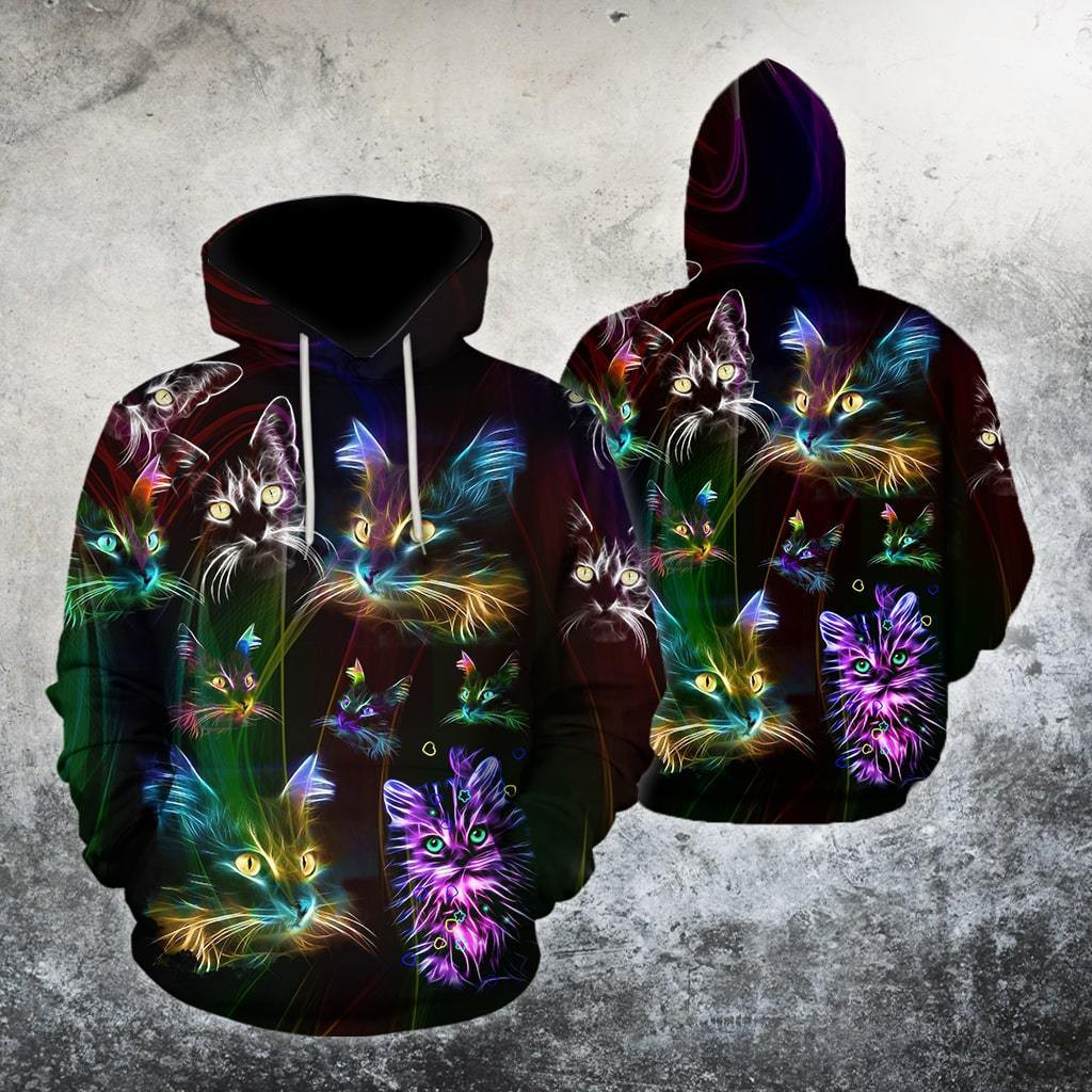 Amazing Colorful Cat Unisex 3D All Over Printed Sweatshirt, Hoodie, Zip Hoodie | Fan Apparel For Men, Women