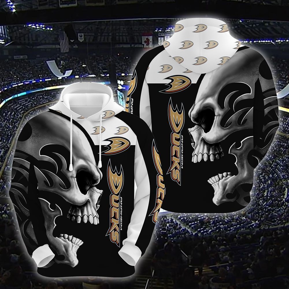 Anaheim Ducks Skull 3D All Over Printed Sweatshirt, Hoodie, Zip Hoodie | Nhl Special Edition Fan Gear For Men, Women