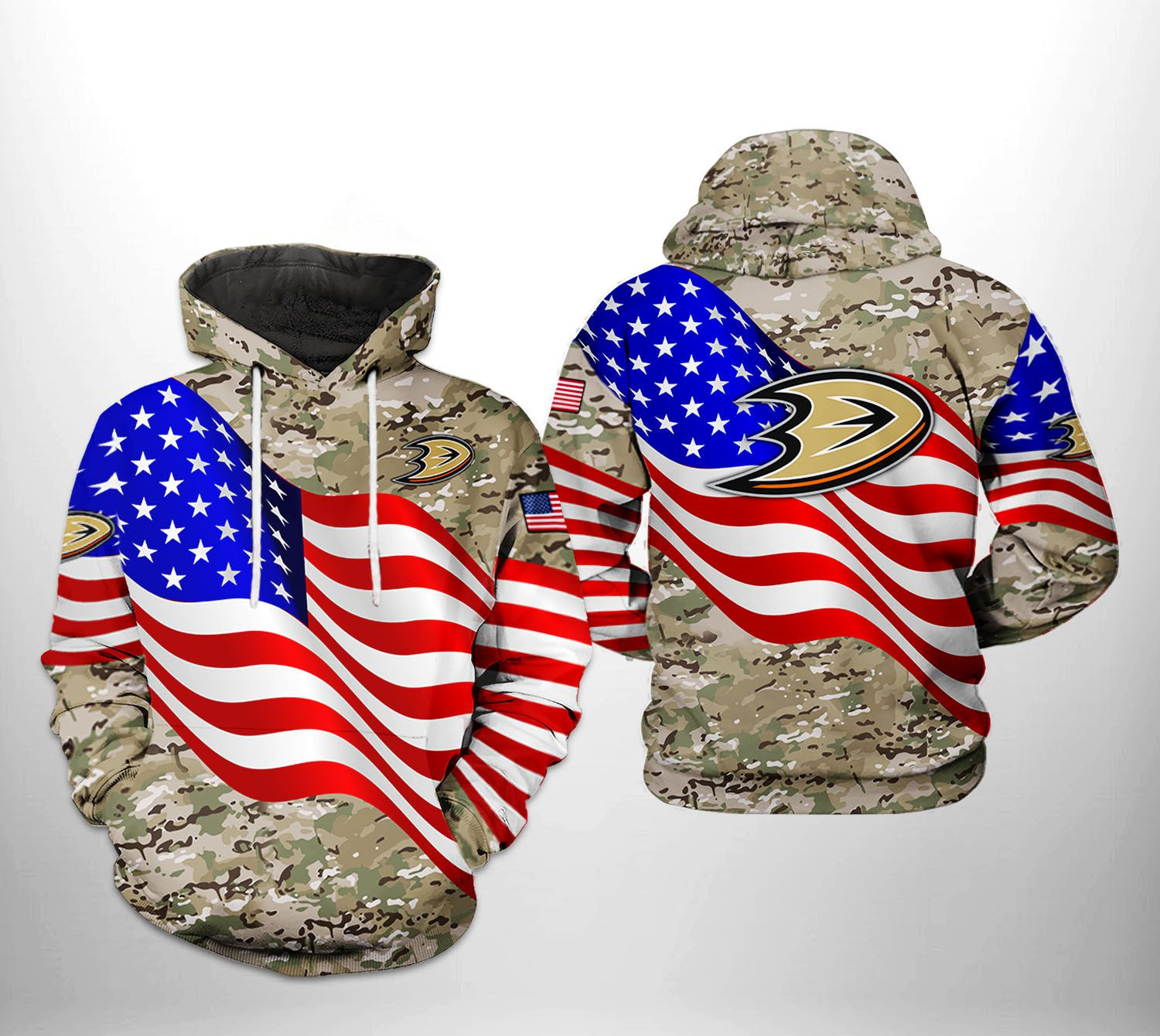 Anaheim Ducks Us Flag Camo Veteran 3D All Over Printed Sweatshirt, Hoodie, Zip Hoodie | Nhl Fan Gear For Men, Women