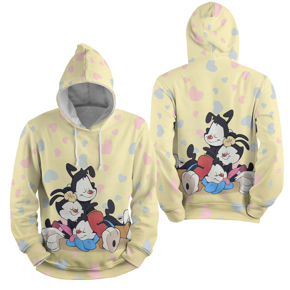 Animaniacs Leaning Next To Each Other 3D All Over Printed Sweatshirt, Hoodie, Zip Hoodie | Fan Apparel For Men, Women
