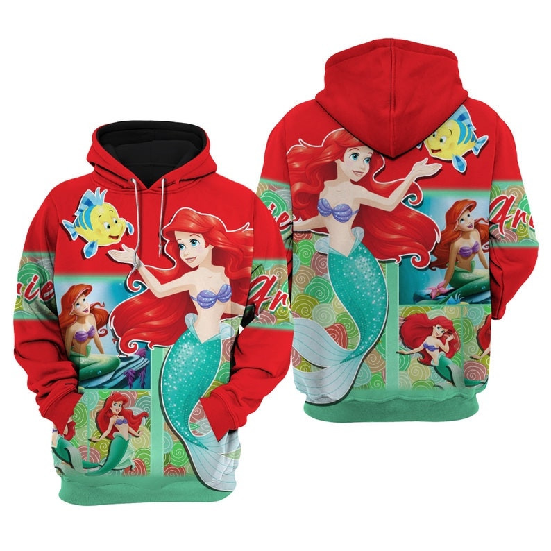 Ariel Princess Disney 3D All Over Printed Sweatshirt, Hoodie, Zip Hoodie | Fan Apparel For Men, Women