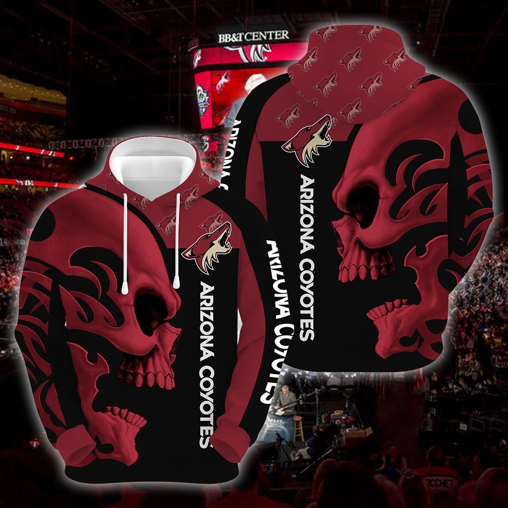 Arizona Coyotes Skull 3D All Over Printed Sweatshirt, Hoodie, Zip Hoodie | Nhl Special Edition Fan Gear For Men, Women