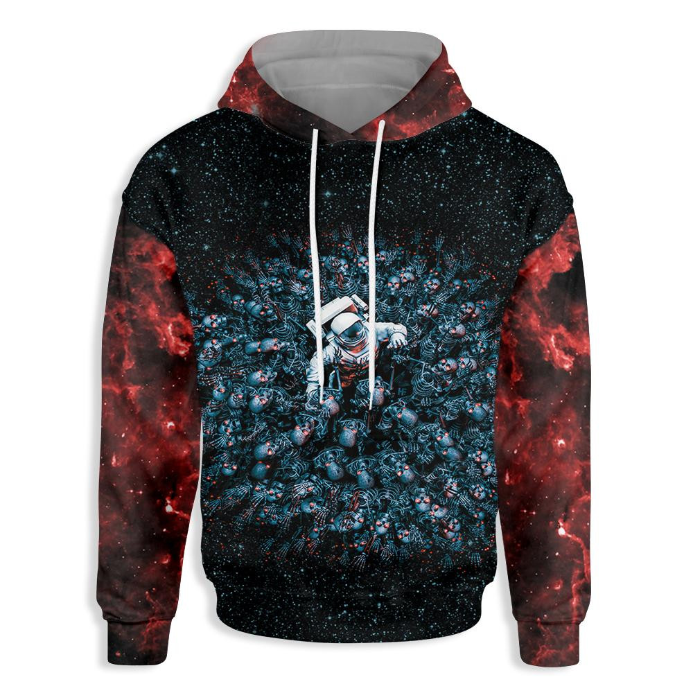 Astronaut And Skull In Galaxy 3D All Over Printed Sweatshirt, Hoodie, Zip Hoodie | Special Edition Fan Apparel For Men, Women