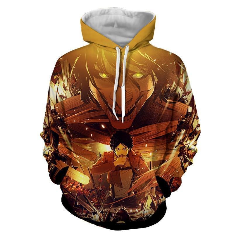 Attack On Titan Hoodis Â– Pullover Ruins Yellow Hoodie 3D All Over Printed Sweatshirt, Hoodie, Zip Hoodie | Fan Apparel For Men, Women