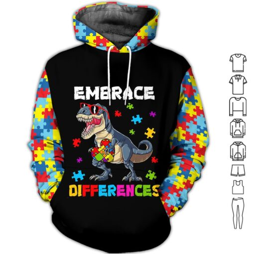 Autism Awareness Dinosaur 3D All Over Printed Sweatshirt, Hoodie, Zip Hoodie | Fan Apparel For Men, Women