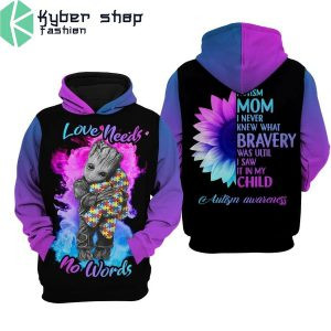 Autism Mom Love Needs No Words 3D All Over Printed Sweatshirt, Hoodie, Zip Hoodie | Fan Apparel For Men, Women