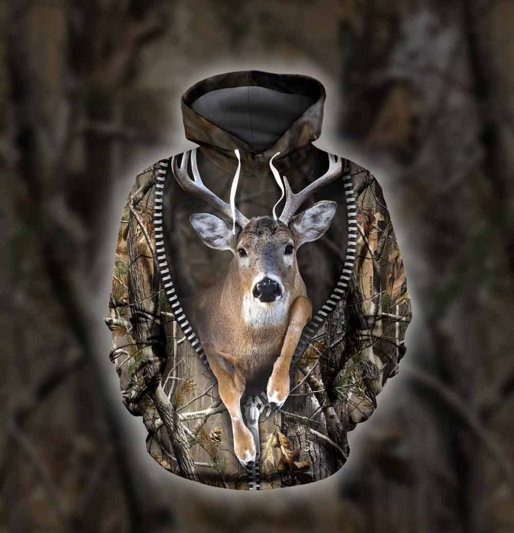 Awesome Deer Brown Hunting 3D All Over Printed Sweatshirt, Hoodie, Zip Hoodie | Fan Apparel For Men, Women