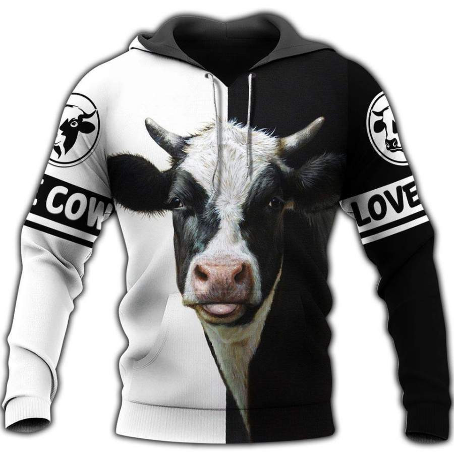 B&w Love Cow 3D All Over Printed Sweatshirt, Hoodie, Zip Hoodie | Fan Apparel For Men, Women