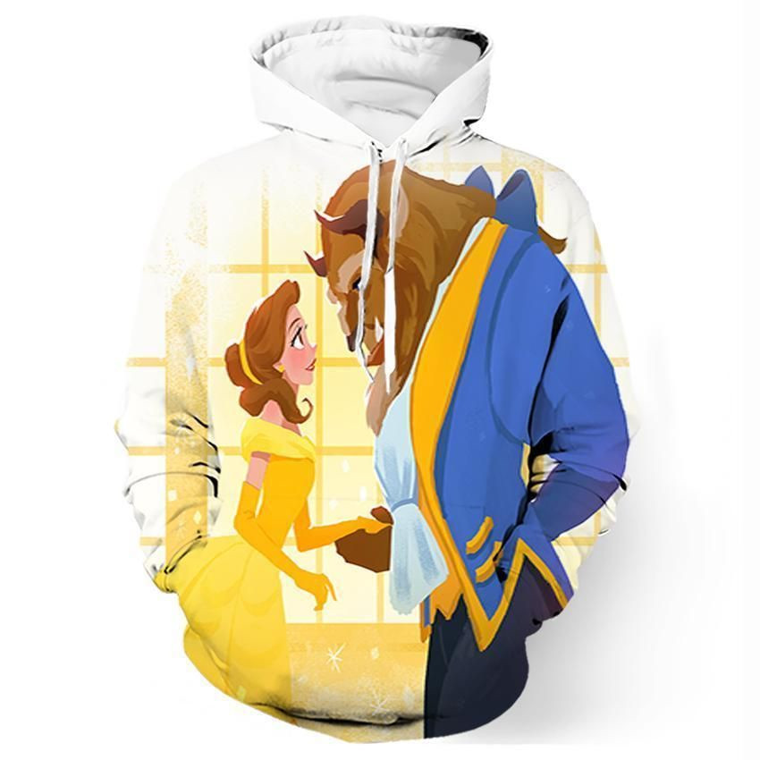 Beauty Belle Hold Hand The Beast 3D All Over Printed Sweatshirt, Hoodie, Zip Hoodie | Fan Apparel For Men, Women