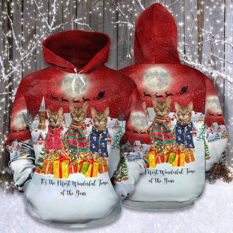 Bengal Cat It Is The Most Wonderful Time 3D All Over Printed Sweatshirt, Hoodie, Zip Hoodie | Fan Apparel For Men, Women