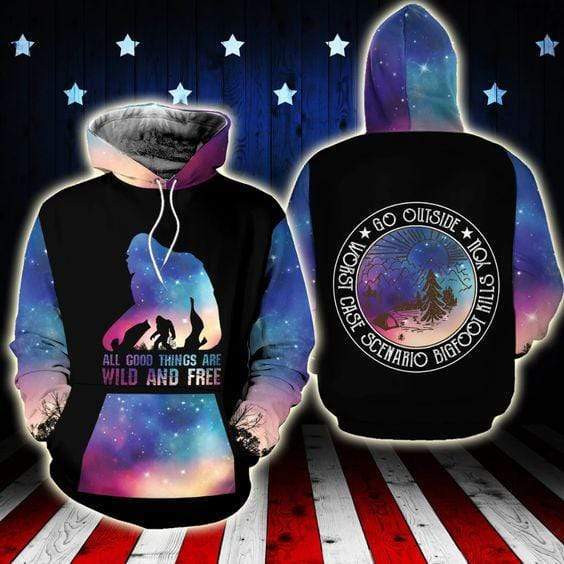 Bigfoot Wild And Free 3D All Over Printed Sweatshirt, Hoodie, Zip Hoodie | Nhl Fan Gear For Men, Women
