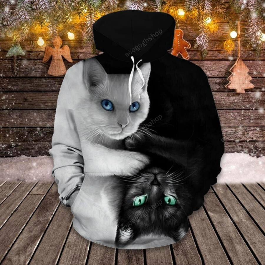 Black And White Cats Cat 3D All Over Printed Sweatshirt, Hoodie, Zip Hoodie | Fan Apparel For Men, Women
