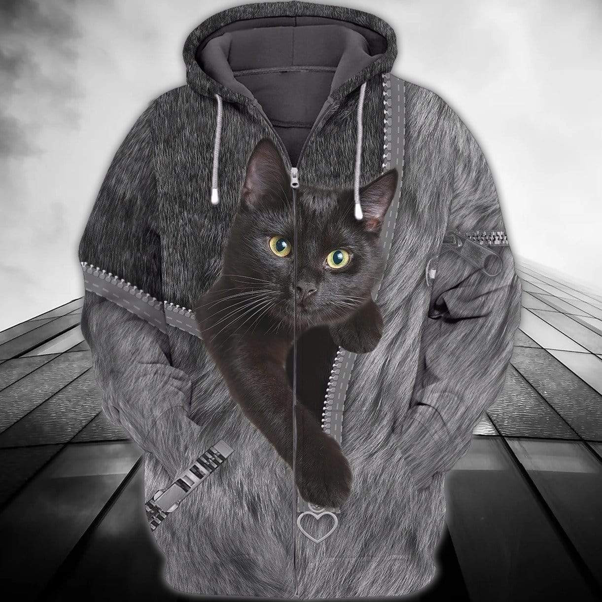 Black Cat So Cute Grey 3D All Over Printed Sweatshirt, Hoodie, Zip Hoodie | Fan Apparel For Men, Women