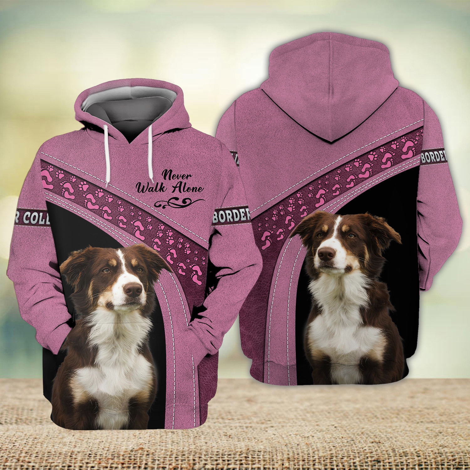 Border Collie Love Never Walk Alone 3D All Over Printed Sweatshirt, Hoodie, Zip Hoodie | Fan Apparel For Men, Women