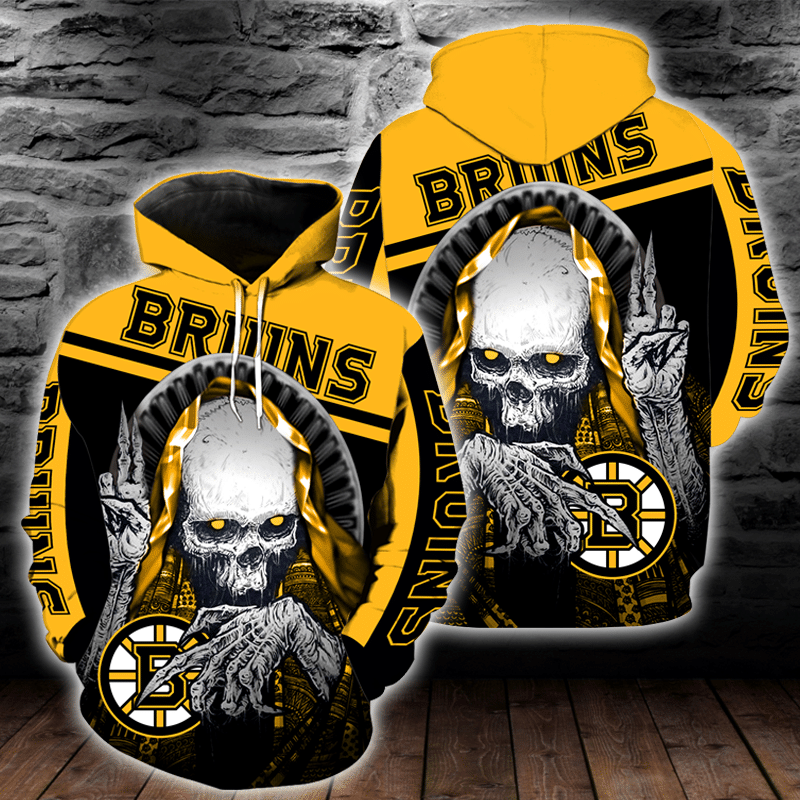 Boston Bruins Skull 3D All Over Printed Sweatshirt, Hoodie, Zip Hoodie | Nhl Special Edition Fan Gear For Men, Women