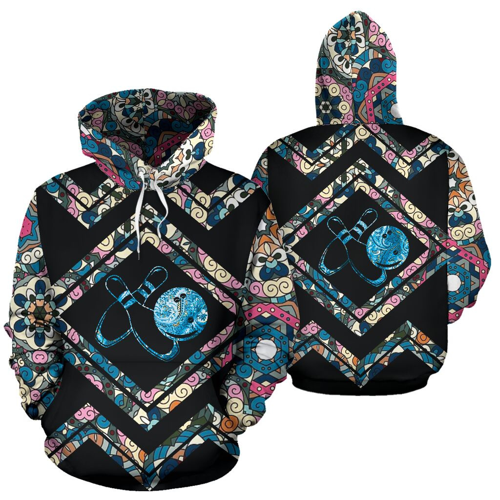 Bowling Line Pattern Flower 3D All Over Printed Sweatshirt, Hoodie, Zip Hoodie | Fan Apparel For Men, Women