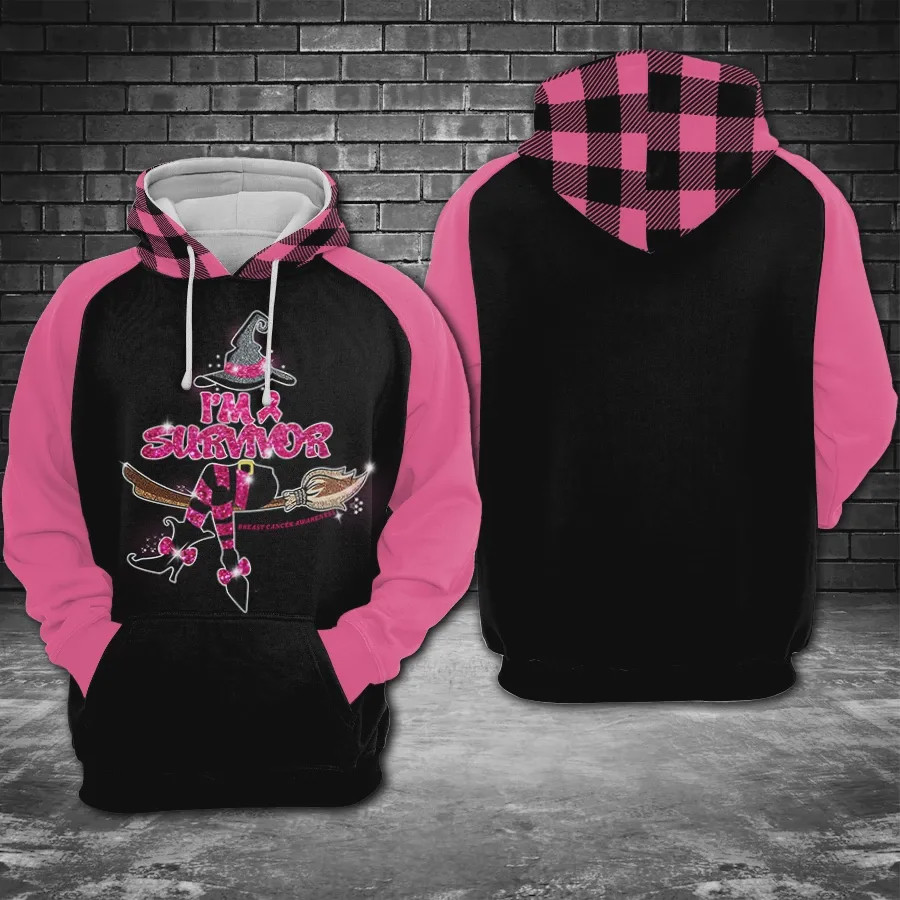 Breast Cancer Witch I'm Survivor 3D All Over Printed Sweatshirt, Hoodie, Zip Hoodie | Fan Apparel For Men, Women