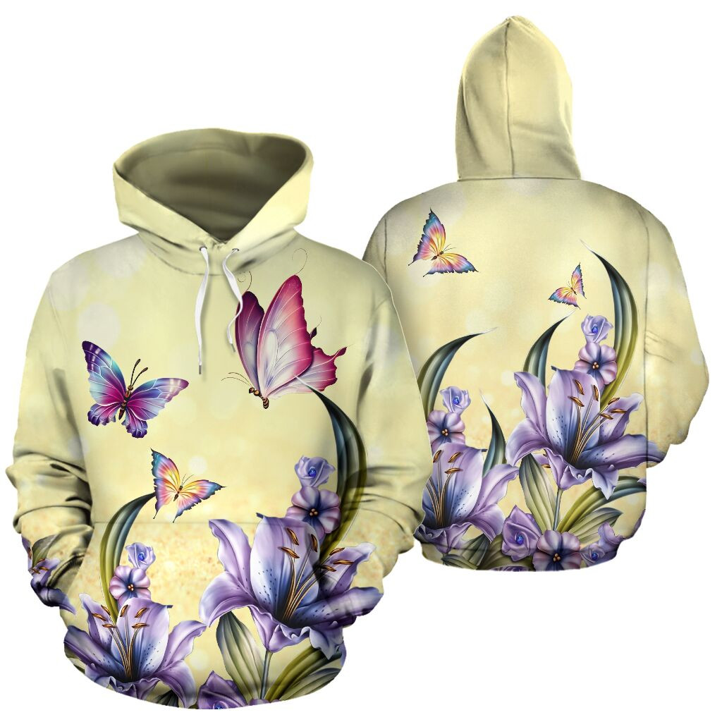 Butterfly Flower Background 3D All Over Printed Sweatshirt, Hoodie, Zip Hoodie | Fan Apparel For Men, Women