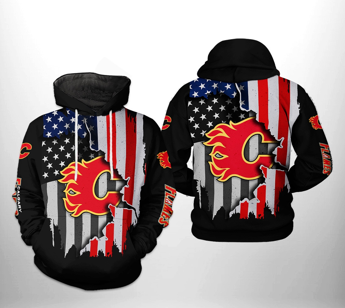 Calgary Flames Nhl Us Flag Team 3D All Over Printed Sweatshirt, Hoodie, Zip Hoodie | Nhl Fan Gear For Men, Women