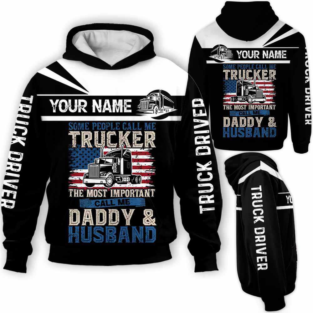 Car Lovertruck Driver Usa Daddy Husband Dad Custom Name 3D All Over Printed Sweatshirt, Hoodie, Zip Hoodie | Fan Apparel For Men, Women