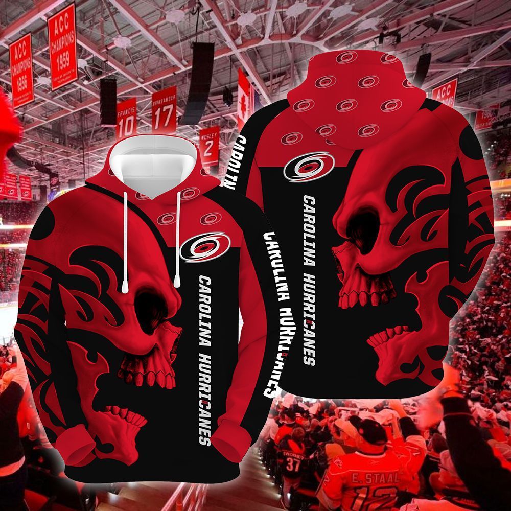 Carolina Hurricanes Skull 3D All Over Printed Sweatshirt, Hoodie, Zip Hoodie | Special Edition Fan Apparel For Men, Women