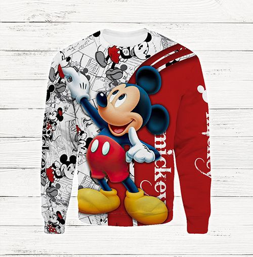 Cartoon Character Draw Mickey 3D All Over Printed Sweatshirt, Hoodie, Zip Hoodie | Special Edition Fan Apparel For Men, Women