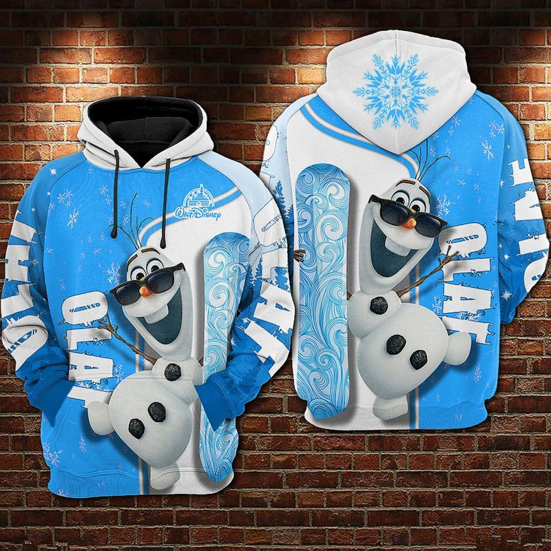 Cartoon Character Olaf Cool Fresh 3D All Over Printed Sweatshirt, Hoodie, Zip Hoodie | Fan Apparel For Men, Women