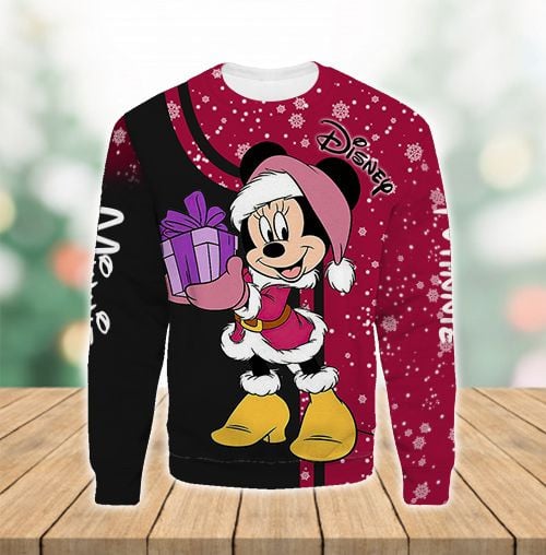 Cartoon Character Xmas Minnie Christmas 3D All Over Printed Sweatshirt, Hoodie, Zip Hoodie | Fan Apparel For Men, Women