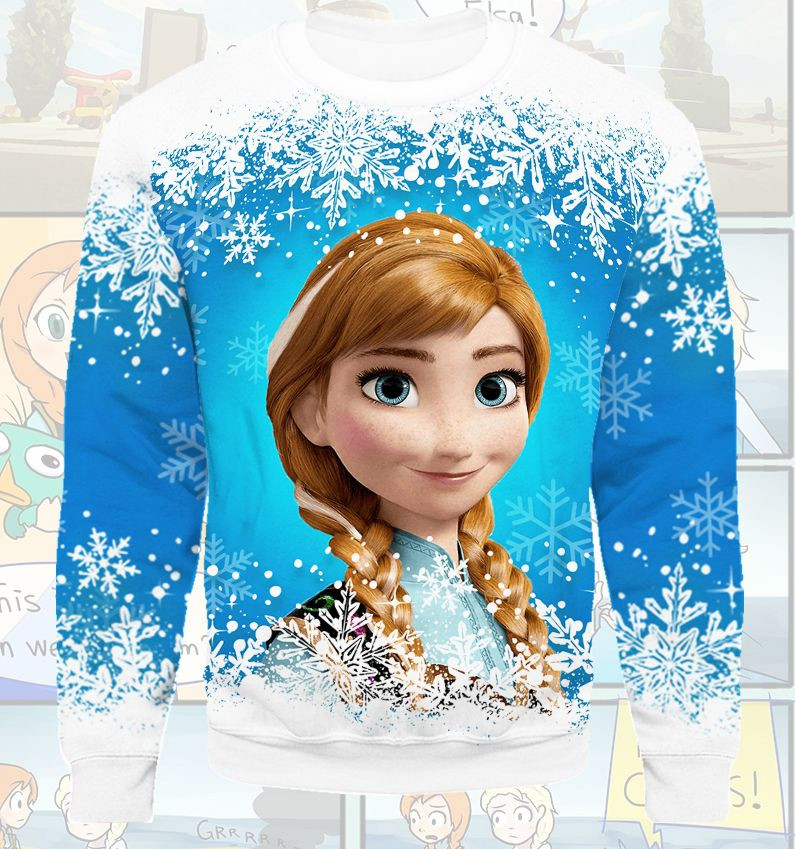 Cartoon Frozen Anna White Snow 3D All Over Printed Sweatshirt, Hoodie, Zip Hoodie | Fan Apparel For Men, Women