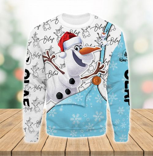 Cartoon Frozen Fallmas Olaf 3D All Over Printed Sweatshirt, Hoodie, Zip Hoodie | Fan Apparel For Men, Women
