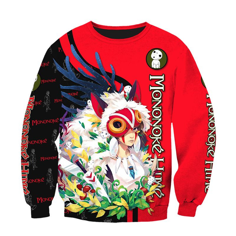 Cartoon Ghibli Mononoke Hime 3D All Over Printed Sweatshirt, Hoodie, Zip Hoodie | Fan Apparel For Men, Women