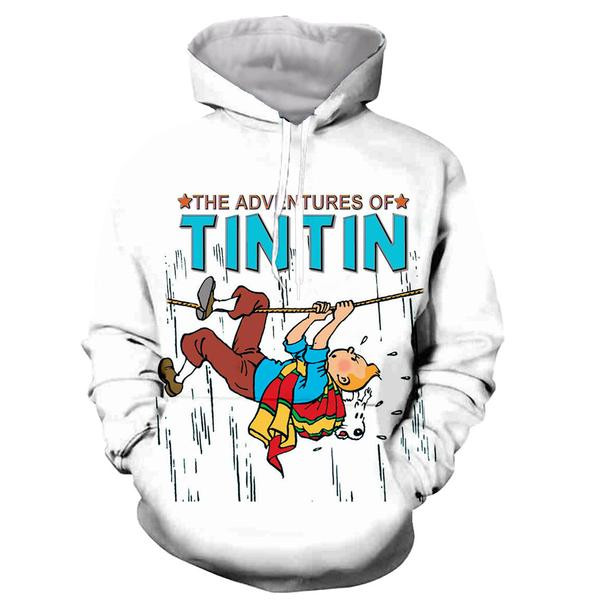 Cartoon Tintin Funny Fashion 3D All Over Printed Sweatshirt, Hoodie, Zip Hoodie | Fan Apparel For Men, Women
