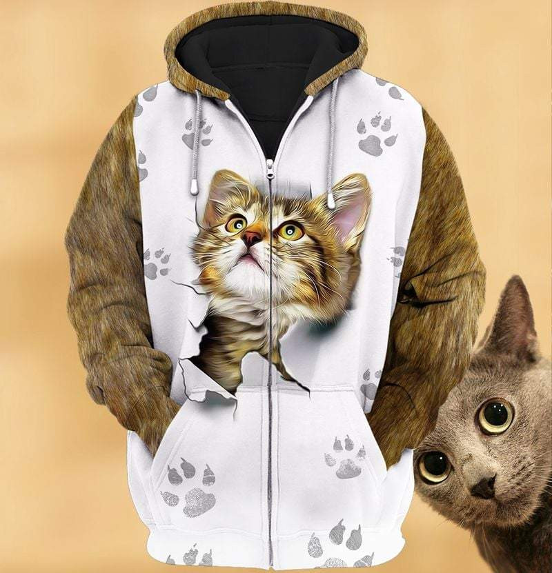 Cat Lover White 3D All Over Printed Sweatshirt, Hoodie, Zip Hoodie | Fan Apparel For Men, Women