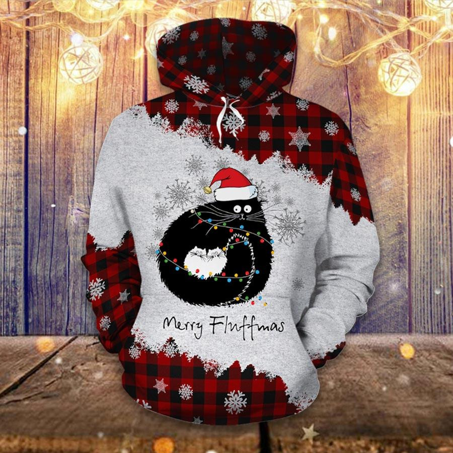 Cat Merry Fluffmas Unisex 3D All Over Printed Sweatshirt, Hoodie, Zip Hoodie | Fan Apparel For Men, Women