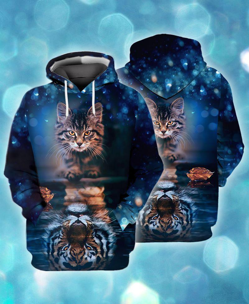 Cats Reflection Mirror Tiger Unisex 3D All Over Printed Sweatshirt, Hoodie, Zip Hoodie | Fan Apparel For Men, Women