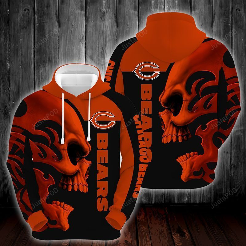Chicago Bears Nfl Skull 3D All Over Printed Sweatshirt, Hoodie, Zip Hoodie | Nfl Special Edition Fan Gear For Men, Women