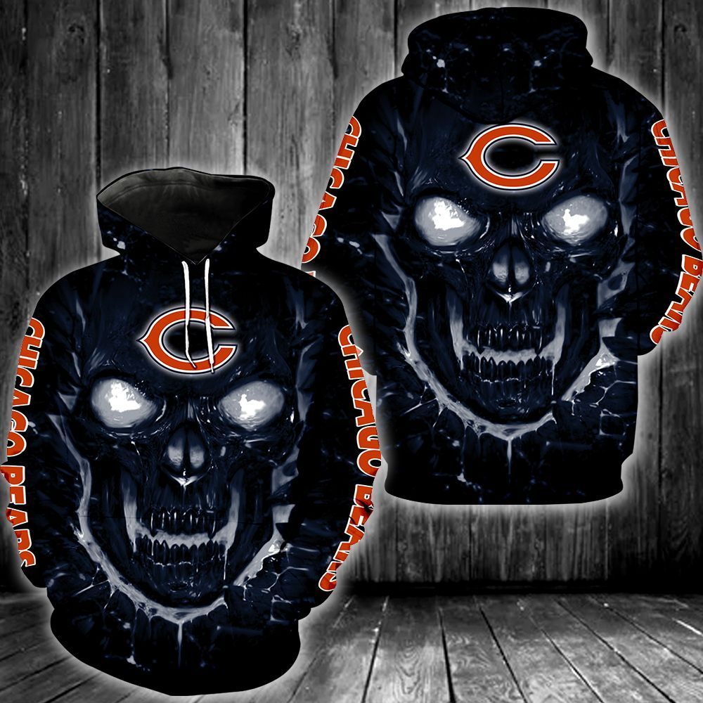 Chicago Bears Skull 3D All Over Printed Sweatshirt, Hoodie, Zip Hoodie | Nfl Special Edition Fan Gear For Men, Women