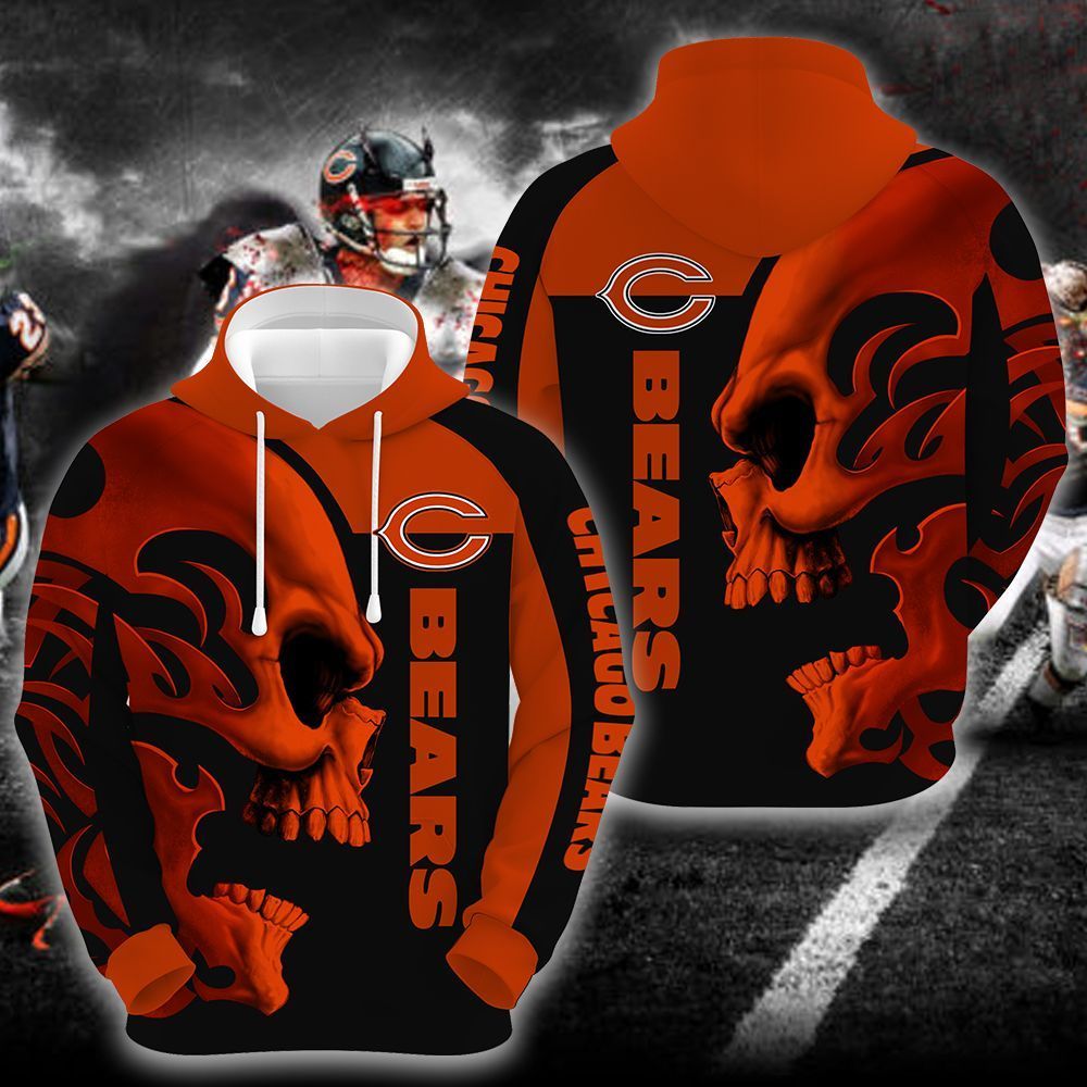 Chicago Bears Skull 3D All Over Printed Sweatshirt, Hoodie, Zip Hoodie | Nfl Special Edition Fan Gear For Men, Women